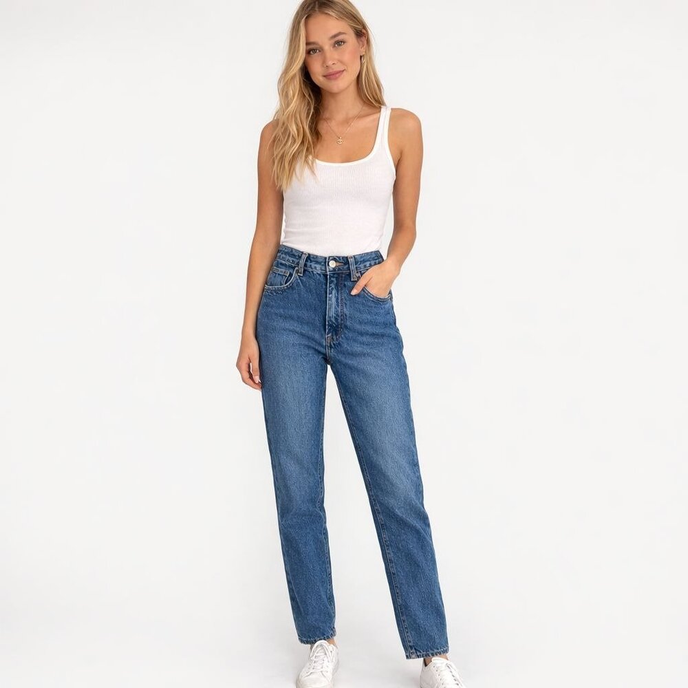 London Jean Blue Denim Jeans Womens 10 Mom High Waist Tapered Leg USA Vintage